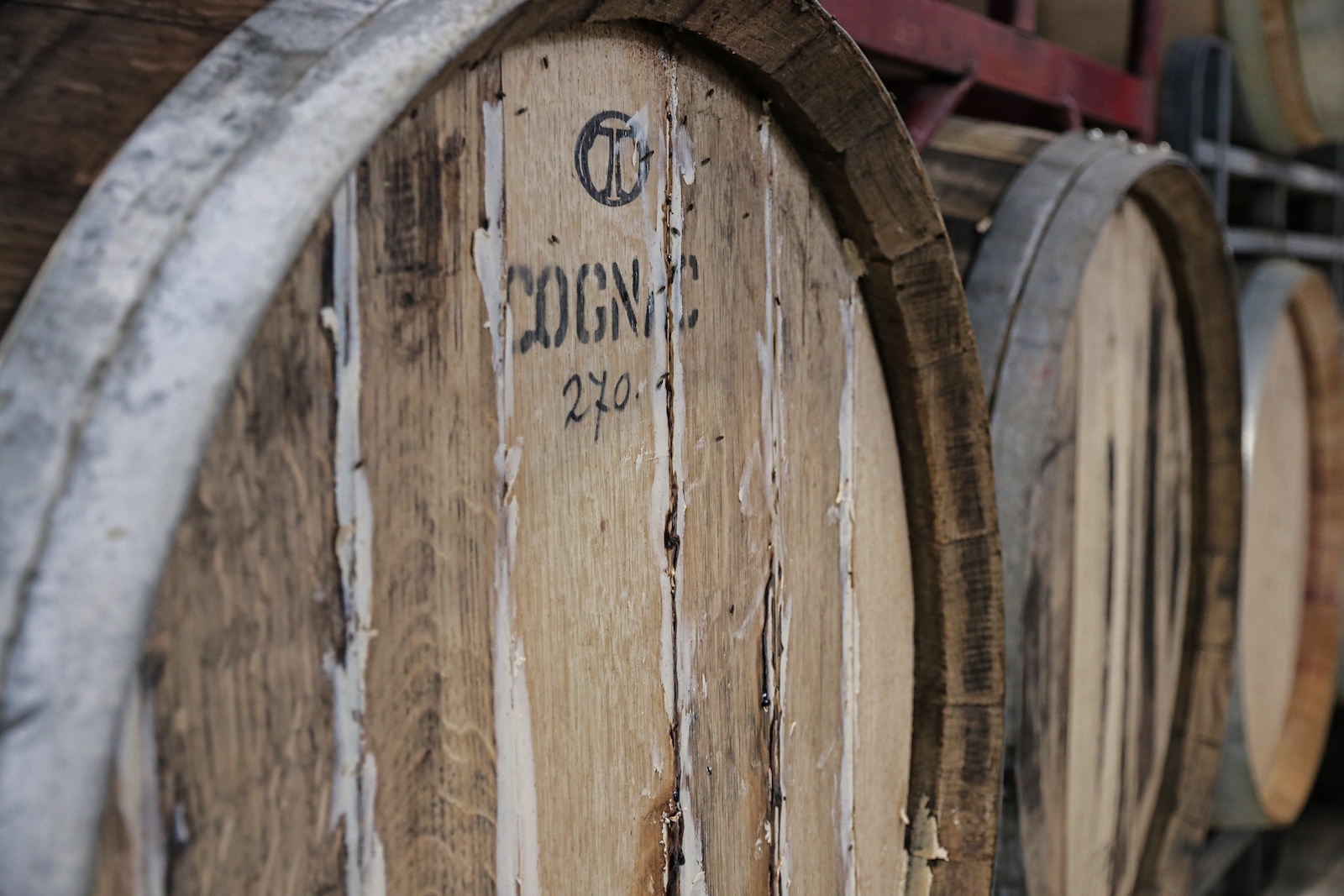 Cognac barrels at Brouwerij Eleven 