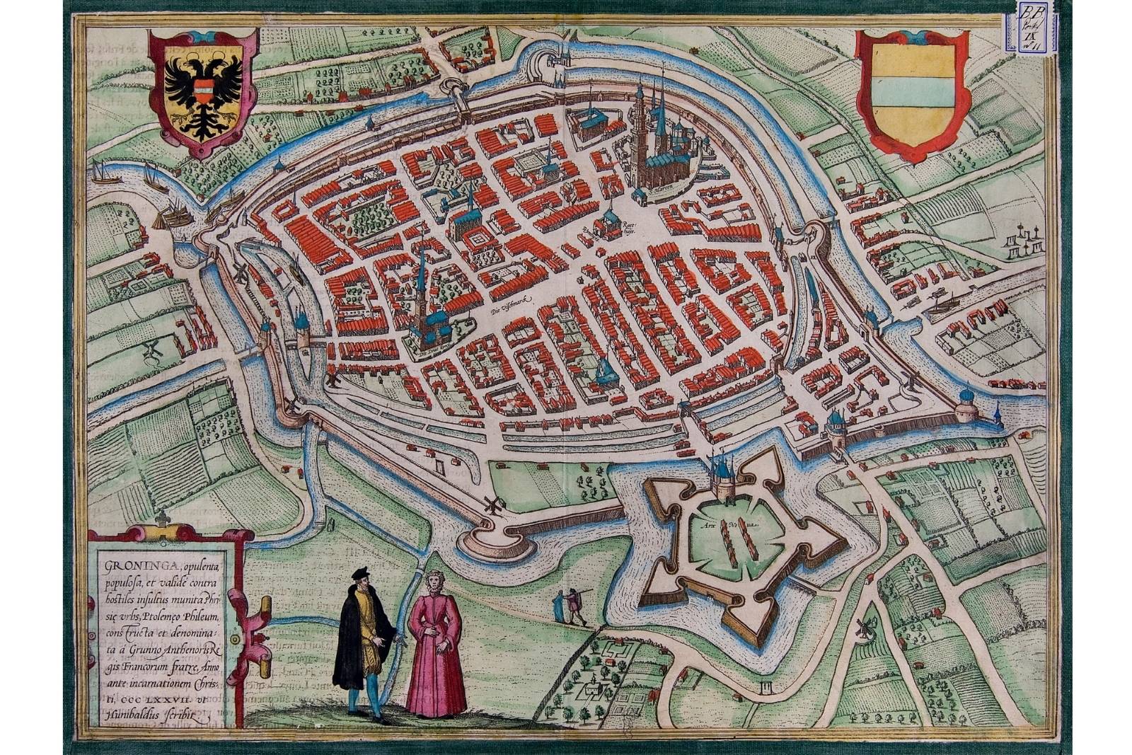 Plattegrond van de stad Groningen in 1575