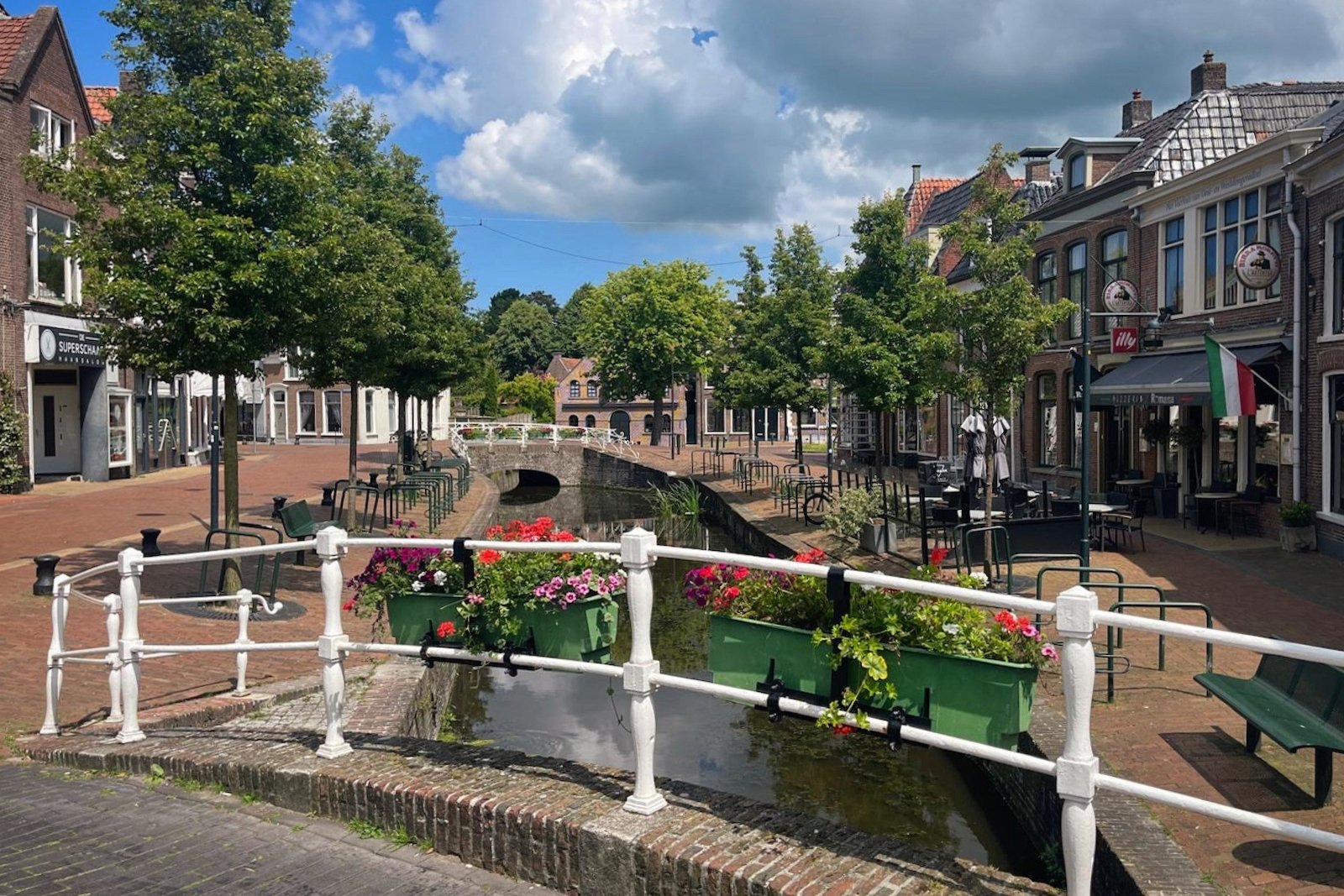 Picturesque city centre of Dokkum in Friesland