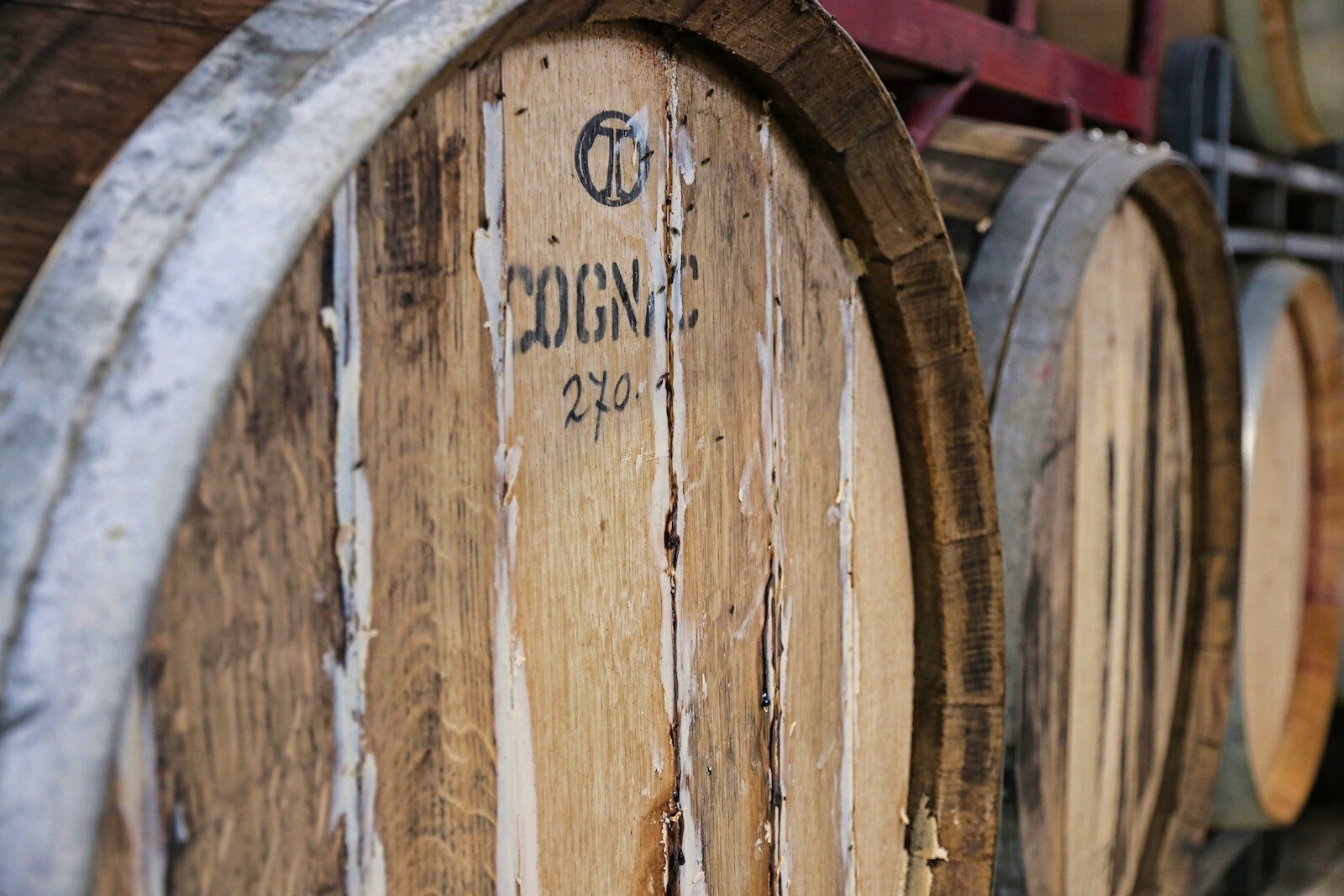 Cognac barrels at Brouwerij Eleven 