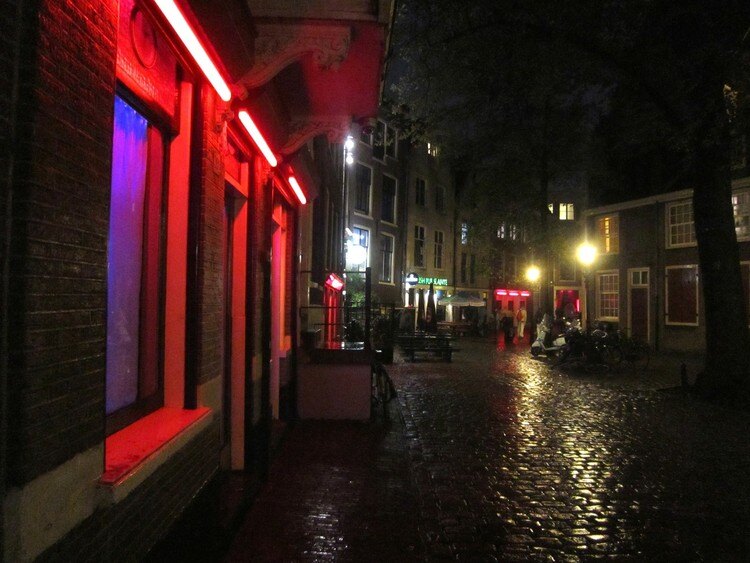 Amsterdam Red Light District right behind the Oude Kerk