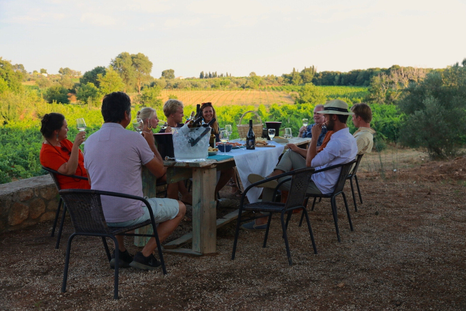 Group wine tasting at Domaine Dereskos in Gargaliani