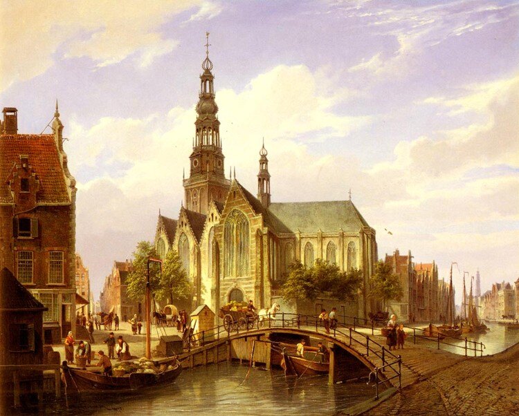 Oude Kerk Amsterdam, painting by Cornelis Dommelshuizen