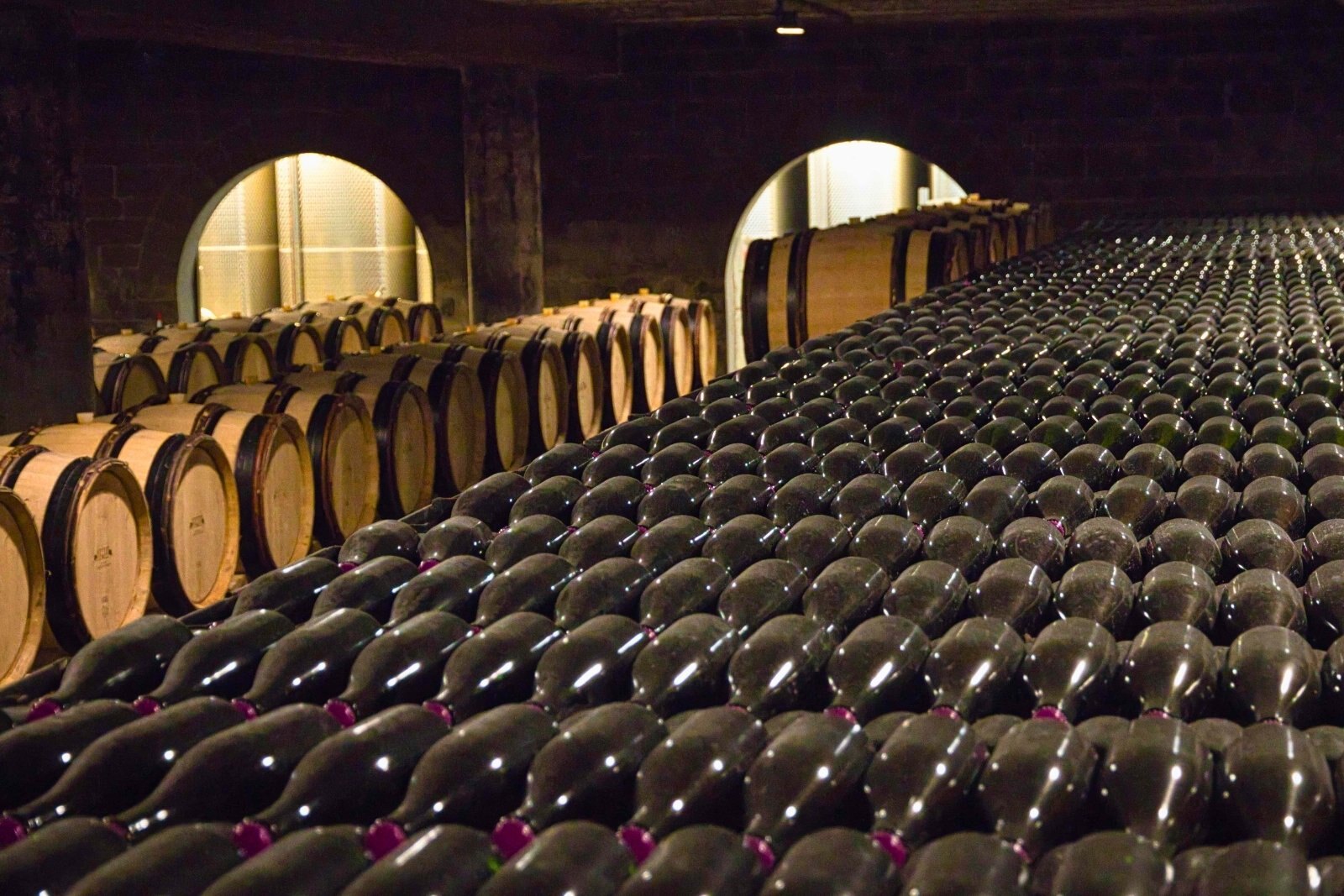 Impressive wine cellar at Wine Castle Genoels-Elderen