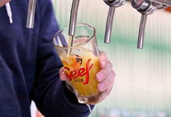 Seef bier fresh from tap at Antwerpse Brouw Compagnie