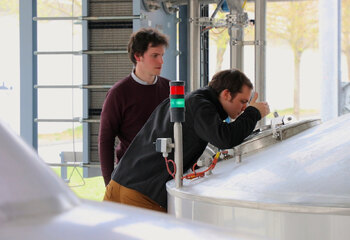 Jos and Karel Boon in the brewhouse of Boon Brewery 