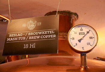 The mash tub and brew kettle of Oudaen brewery in the castle vaults