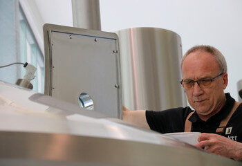Brother Christiaan at work in the brewhouse of Zundert Trappist