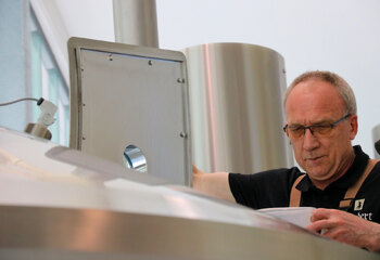 Brother Christiaan at work in Zundert Trappist brewery 